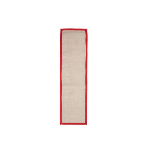 Jute Micro Boucle Table Runner - Natural Beige with Red Border - DC260