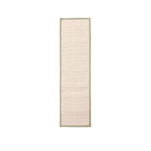 Jute Micro Boucle Table Runner - Natural Beige with Olive Green Border (DC 386)