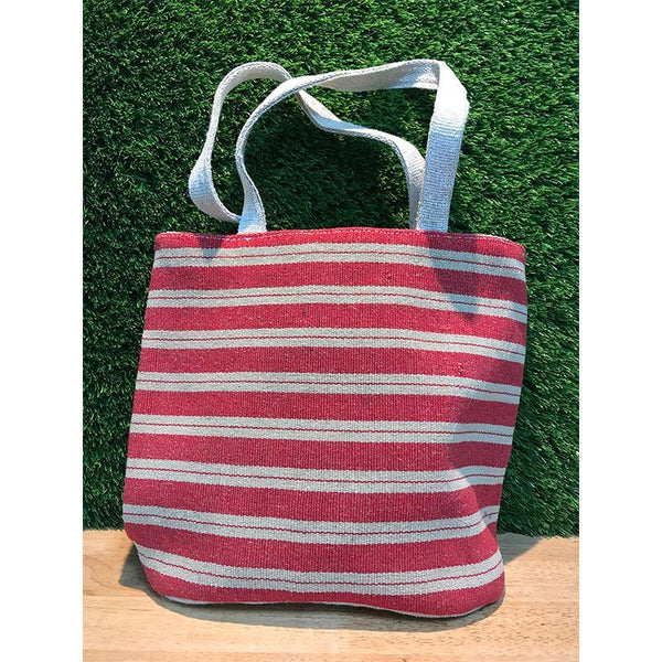 Striped Jute and Cotton Tote Bag Handmade by Rural Women Artisans