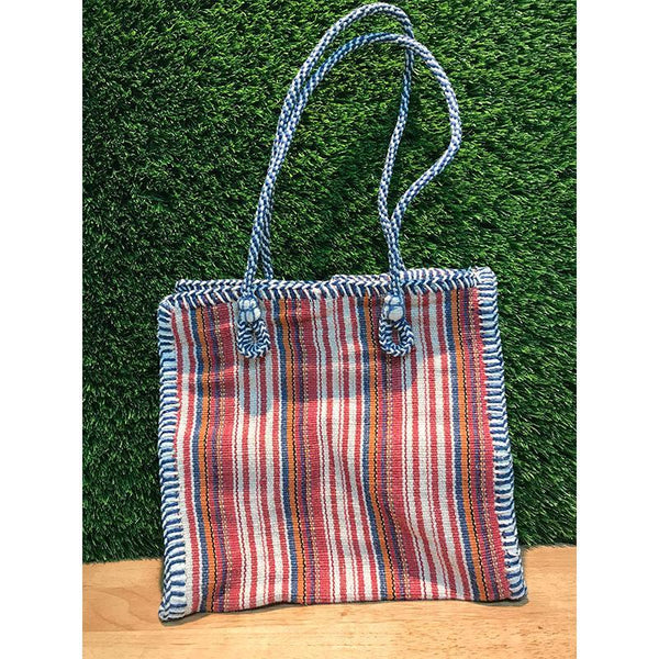 Striped Jute and Cotton Lunch Bag Handmade by Rural Women Artisans