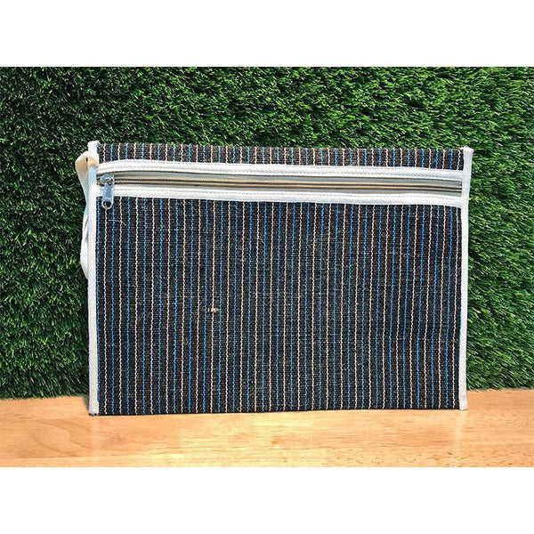 Striped Jute and Cotton Folder Handmade by Rural Women Artisans