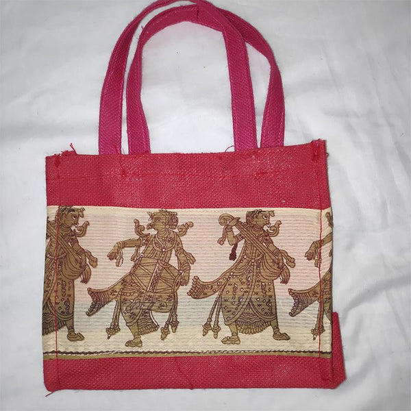 Jute Kalamkari Gift Bag - Pink from Agiripalli, Andhra Pradesh