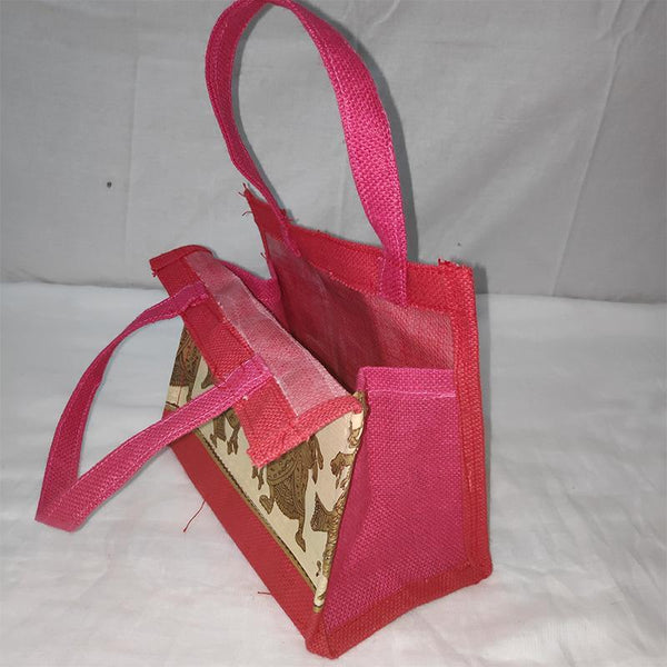 Jute Kalamkari Gift Bag - Pink from Agiripalli, Andhra Pradesh