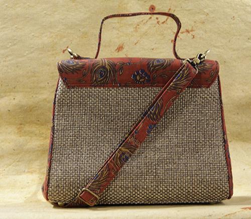 Naturally Dyed Kalamkari Mor Pankh Jute Bag