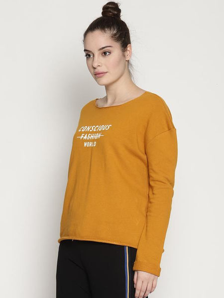 Women's Organic Cotton Knitted Crop Sweatshirt - Yellow Conscious World