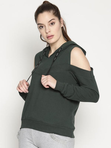 Women's Organic Cotton Olive Green Hooded Sweatshirt