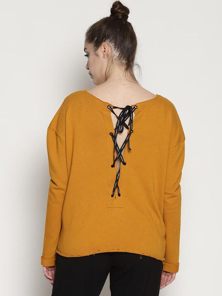 Women's Organic Cotton Knitted Crop Sweatshirt - Yellow Conscious World