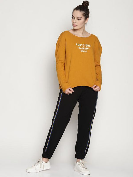 Women's Organic Cotton Knitted Crop Sweatshirt - Yellow Conscious World