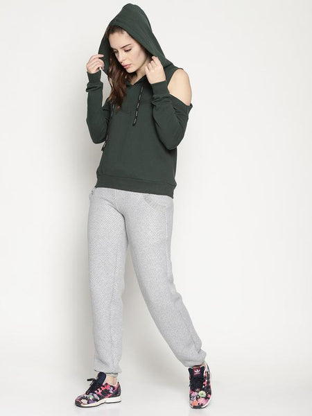 Women's Organic Cotton Olive Green Hooded Sweatshirt