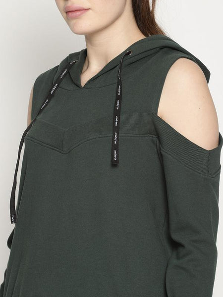 Women's Organic Cotton Olive Green Hooded Sweatshirt