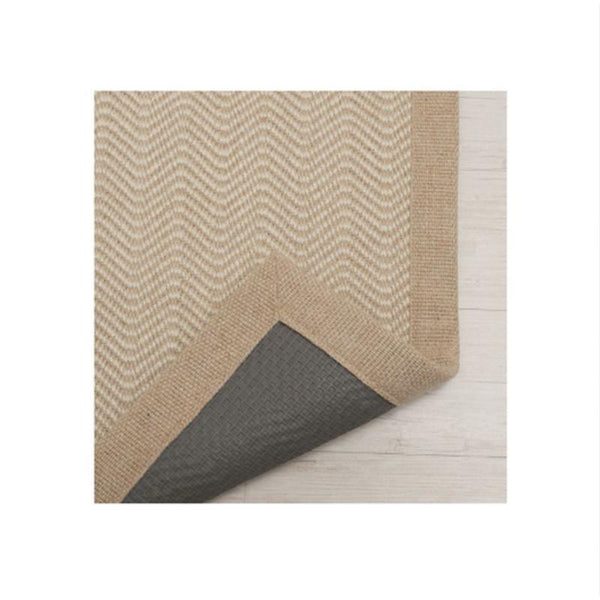 Chevron Rug Made of Recycled PET Bottles - Beige and White with Border (120cm x 180cm) - PT 03