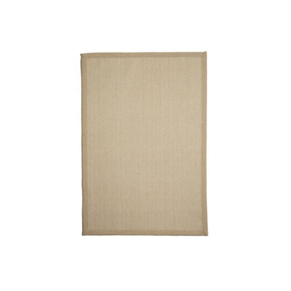 Chevron Rug Made of Recycled PET Bottles - Beige and White with Border (120cm x 180cm) - PT 03