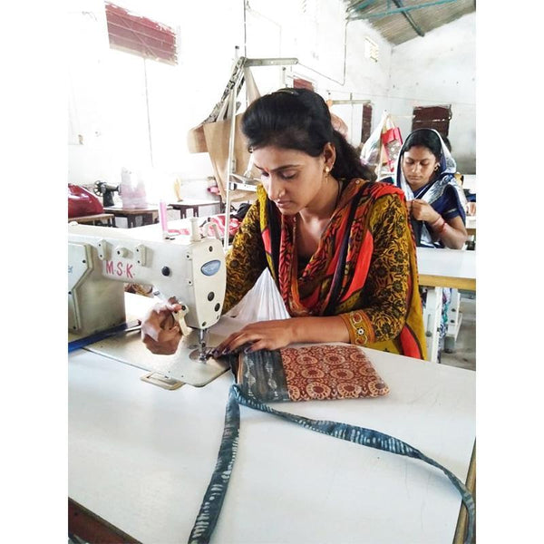 Block Printed Laptop Sleeve - Red Handcrafted by Underprivileged Women Artisans from Bhopal