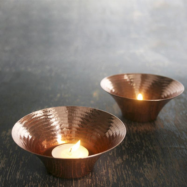 Little Glimmer Copper Tealight Holder Handcrafted by Traditional Artisans