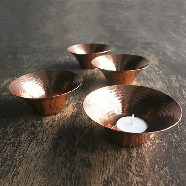 Little Glimmer Copper Tealight Holder Handcrafted by Traditional Artisans