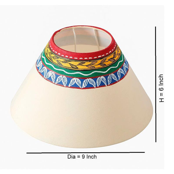 'Madhubani In Light' Hand-Painted Tapered Terracotta Table Lamp Created by Traditional Artisans (Red)