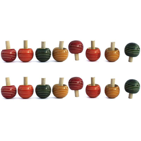 Magic Buguri - Wooden Spinning Tops Handcrafted by Traditional Artisans (Pack of 16)
