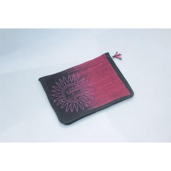 iPad Sleeve Made with Hibiscus Fibre - Maroon with Sun Motif
