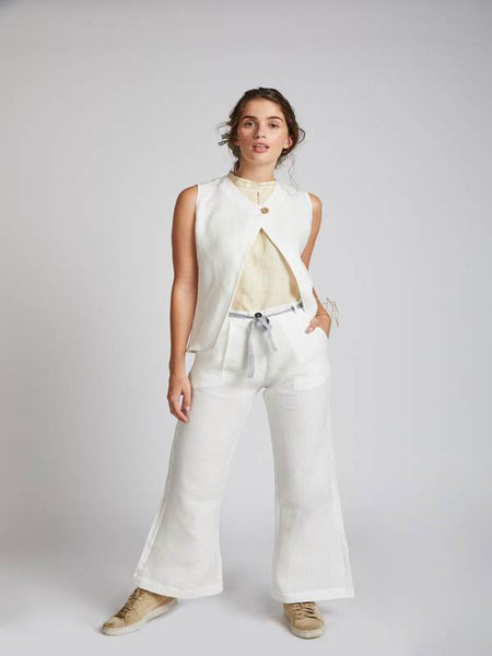 Women's Natural Hemp Culotte Pants - White