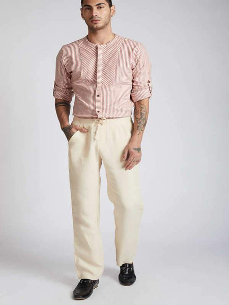 Men's Hemp Casual Pants - Beige