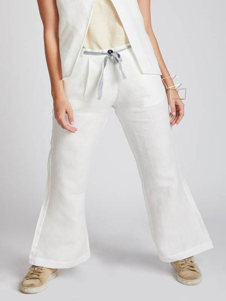 Women's Natural Hemp Culotte Pants - White