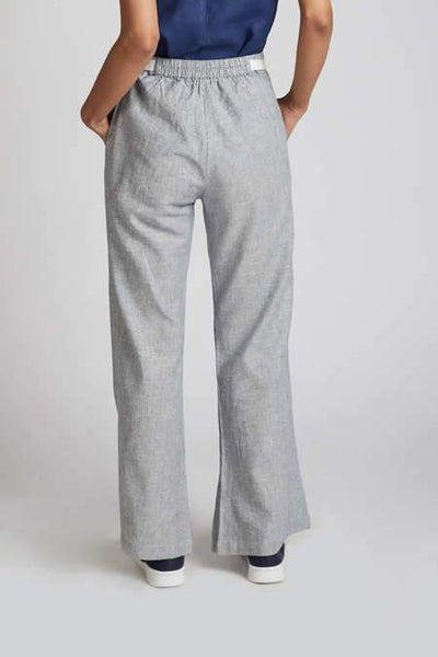 Men's Natural Hemp Culotte Pants - Blue Stripes