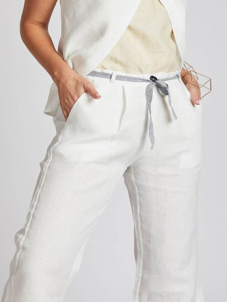 Women's Natural Hemp Culotte Pants - White