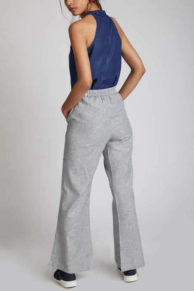Men's Natural Hemp Culotte Pants - Blue Stripes