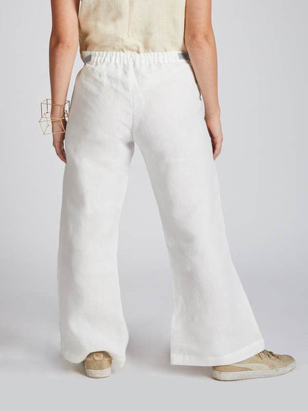 Women's Natural Hemp Culotte Pants - White