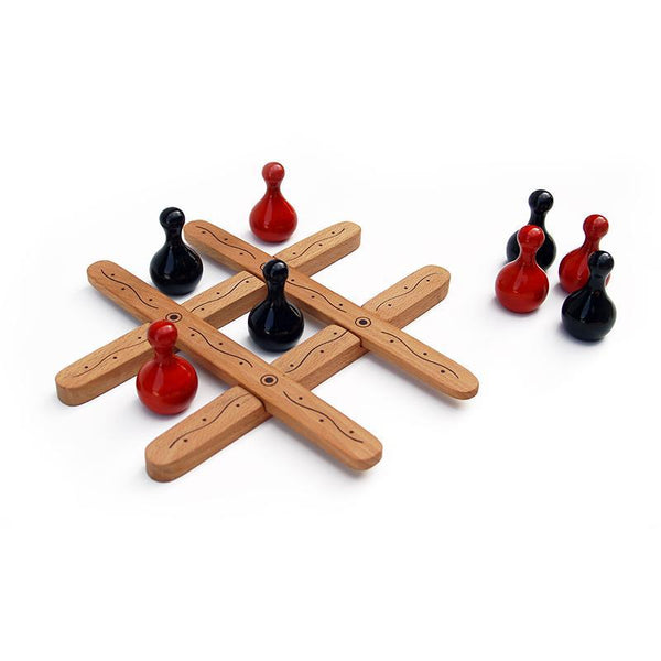 Tic Tac Toe - Hand-Crafted Wooden 4-In-1 Strategy Game