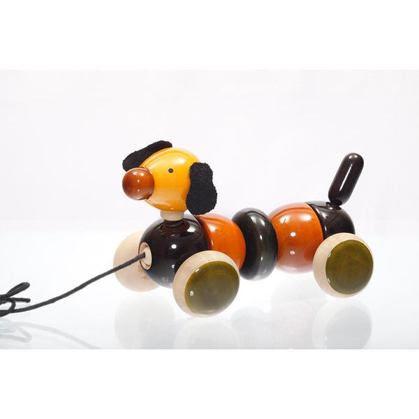 Hand-Crafted Wooden Wagging Tail Puppy (Green)