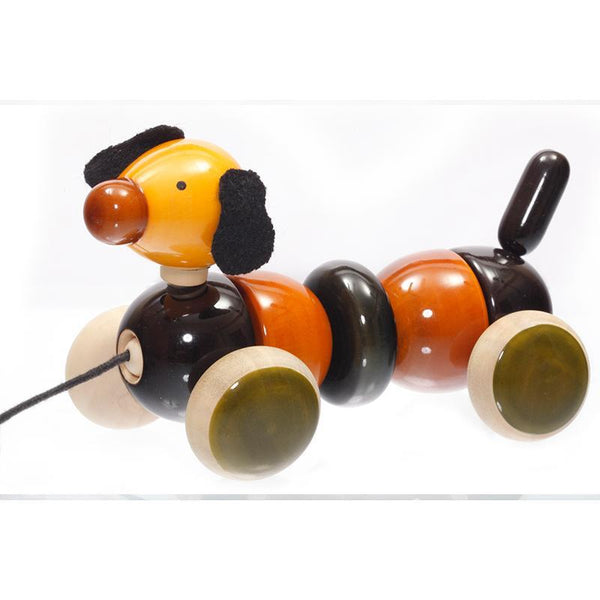 Hand-Crafted Wooden Wagging Tail Puppy (Green)