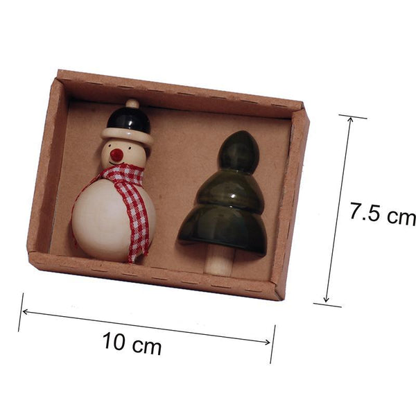 Hand-Crafted Wooden Fridge Magnets - Snowman & Christmas Tree (Set of 2)