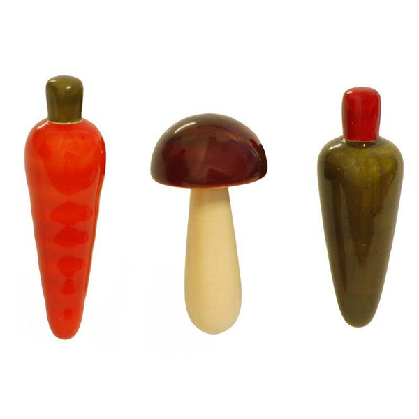 Hand-Crafted Wooden Fridge Magnets - Vegetables (Set of 3)