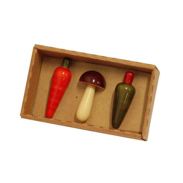 Hand-Crafted Wooden Fridge Magnets - Vegetables (Set of 3)