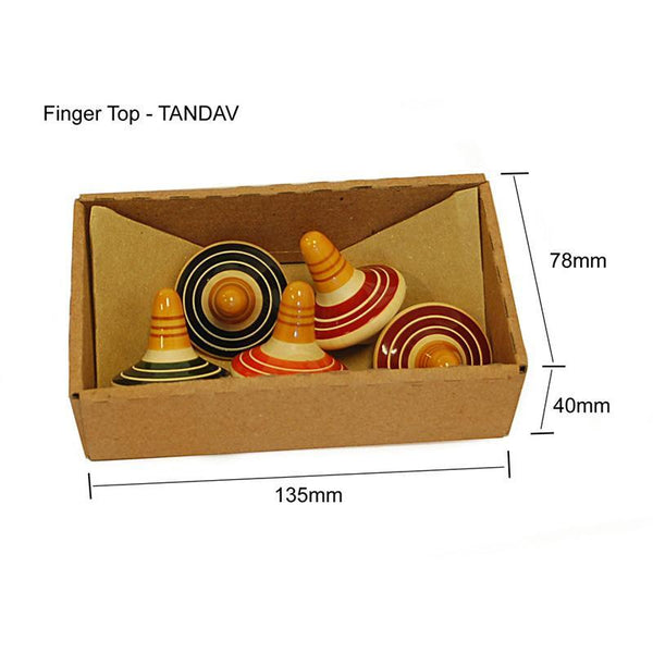 Hand-Crafted Wooden Spinning Tops - Tandav Collection (Set of 5)