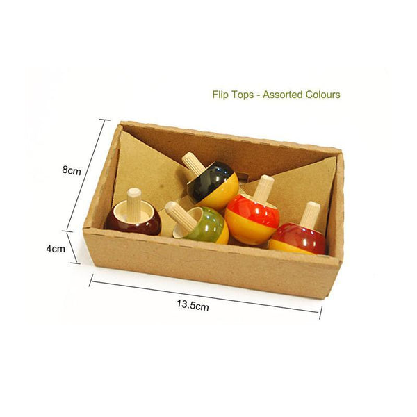 Handcrafted Wooden Flip Tops - Set of 5