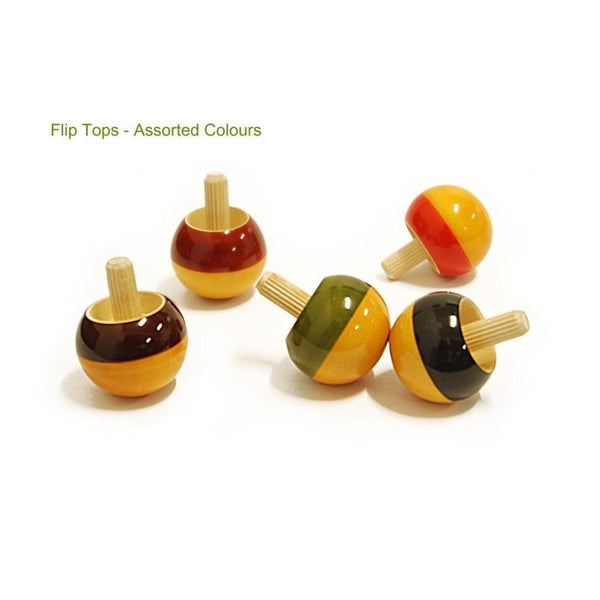 Handcrafted Wooden Flip Tops - Set of 5