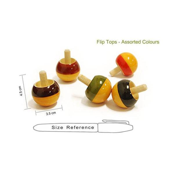 Handcrafted Wooden Flip Tops - Set of 5