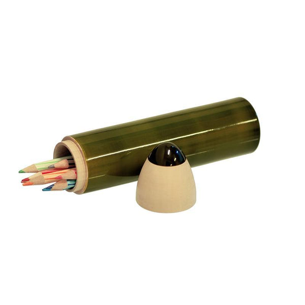 Hand-Crafted Wooden Pencil Shaped Box - Green