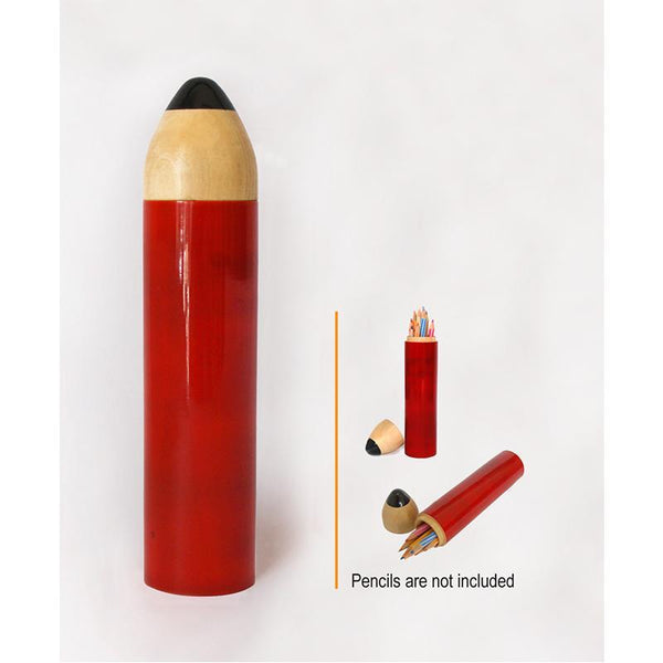 Hand-Crafted Wooden Pencil Shaped Box - Red