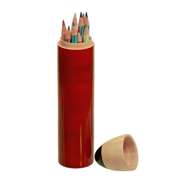 Hand-Crafted Wooden Pencil Shaped Box - Red