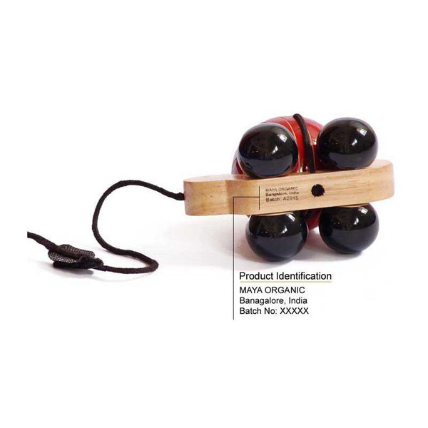 Hand-Crafted Wooden Pull Toy with Rotating Shell - Tuttu the Turtle (Red)