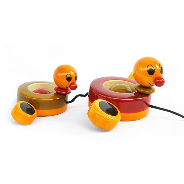 Duby and Daba Duck - Hand-Crafted Wooden Paddling Pull Toy