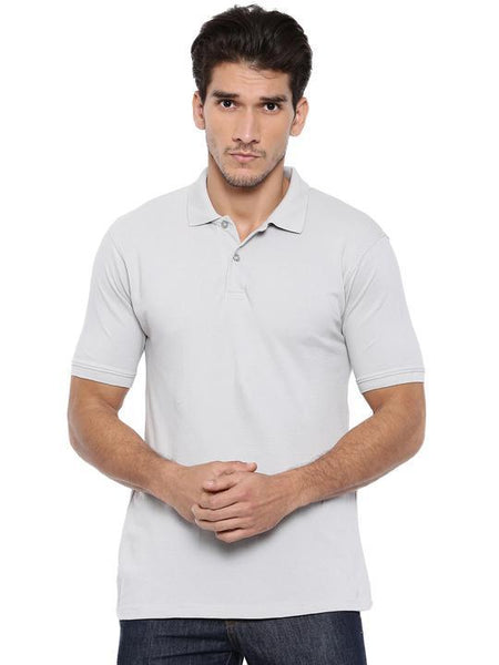Men's Solid Polo Neck Bamboo Tee - Harbour Mist (AMCT004M)