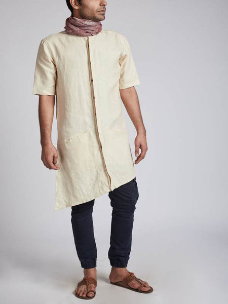 Men's Natural Hemp Kurta - Beige