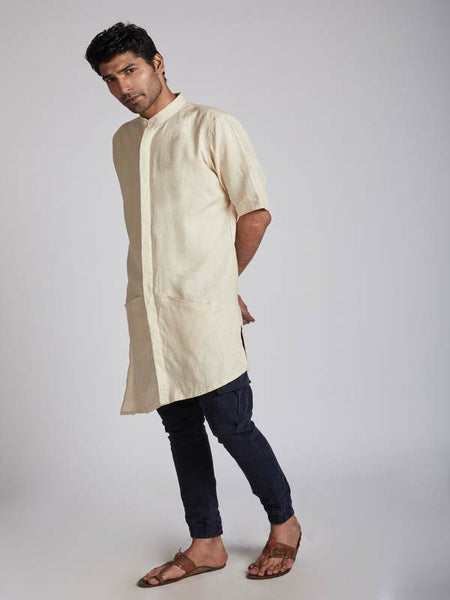 Men's Natural Hemp Kurta - Beige