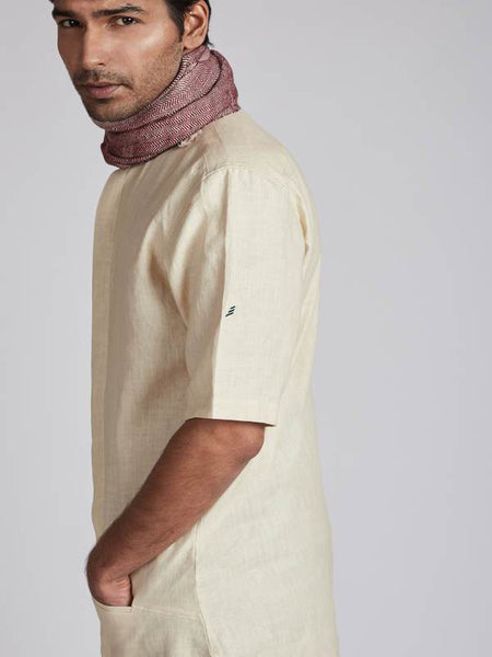 Men's Natural Hemp Kurta - Beige