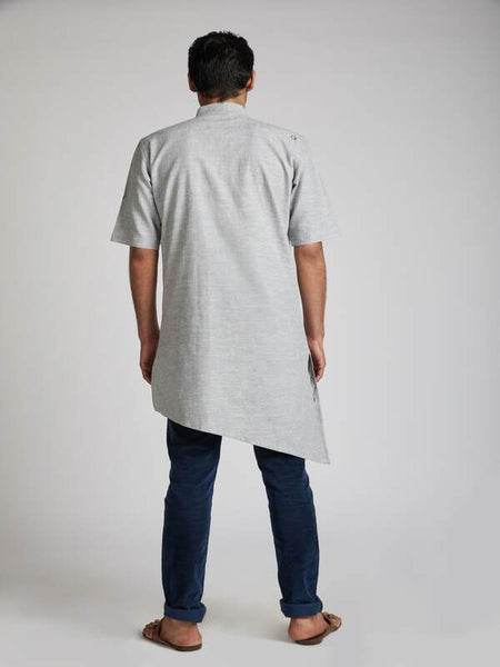 Men's Natural Hemp Kurta - Grey Melange