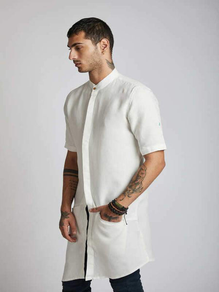 Men's Natural Hemp Kurta - White